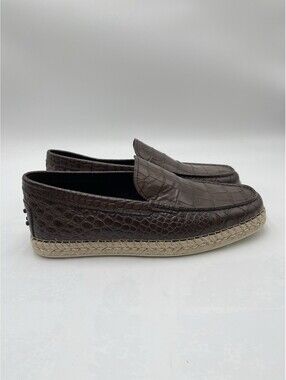 Men’s Tod'sbrowb  crocodile-embossed leather espadrille loafers Size 7.5 UK